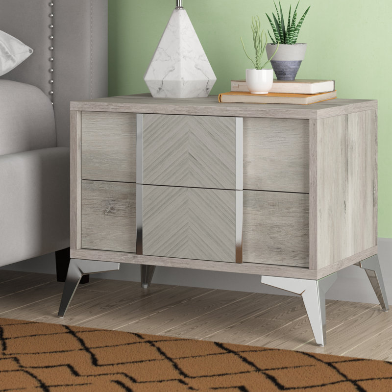 Brayden Studio® Labombard Modern 2 Drawer Nightstand & Reviews | Wayfair